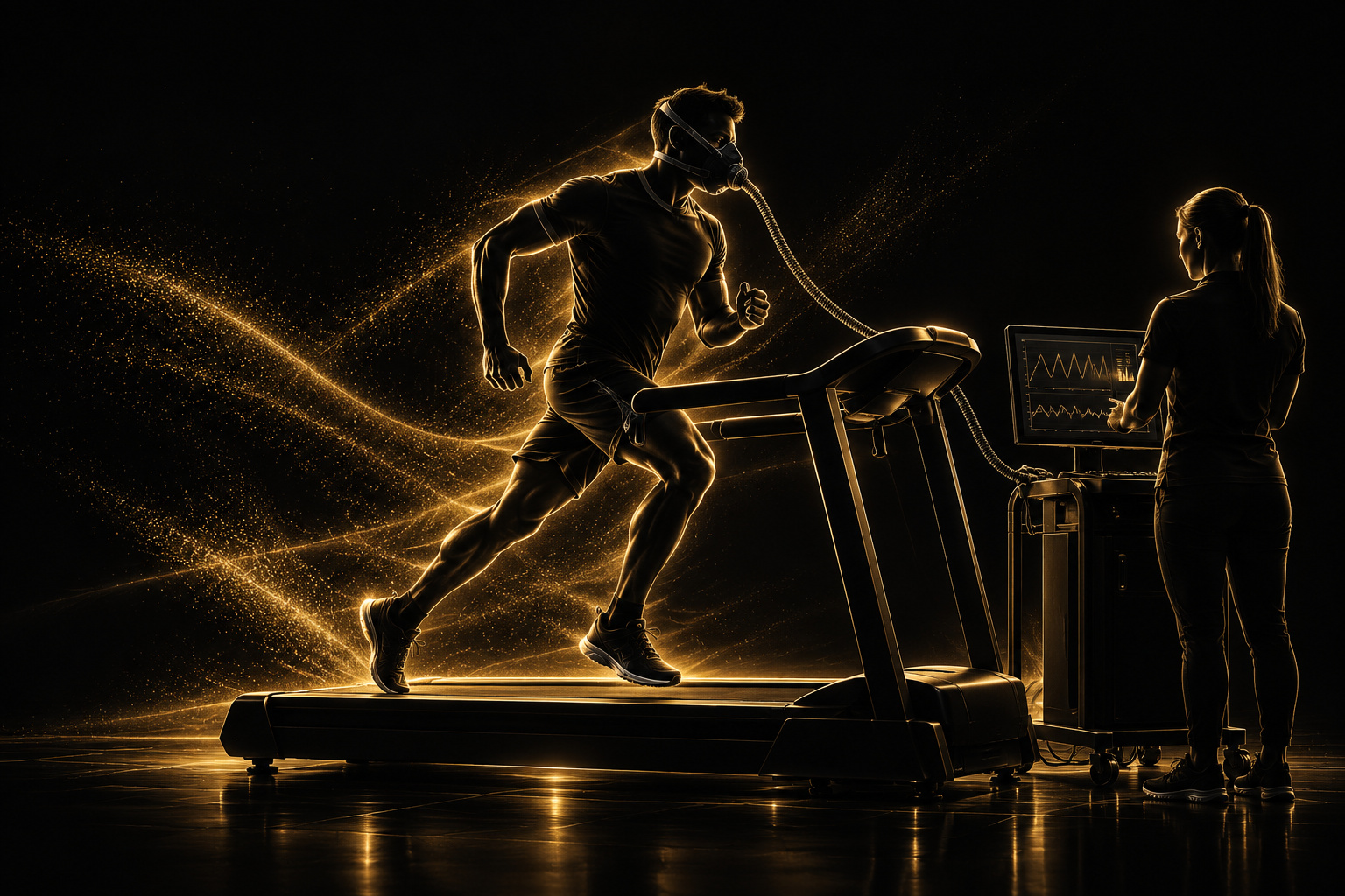 Athlete undergoing performance testing on a treadmill