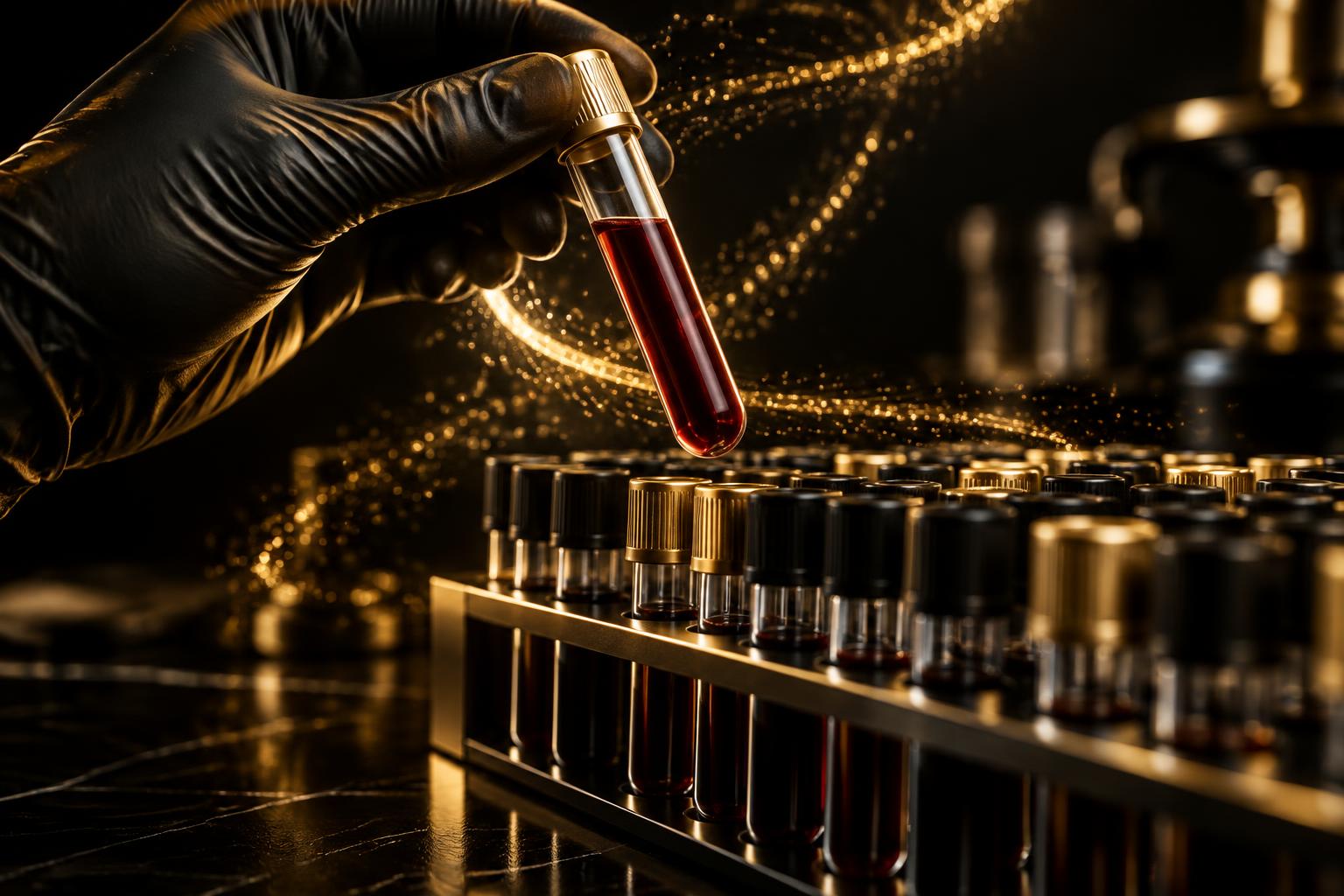 Gold-lit blood sample tubes